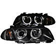 121261 Driver and Passenger Side Halogen Headlight, With bulb(s), Clear Lens, Black Interior, Halo Projector Series