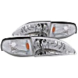 121262 Driver and Passenger Side Headlight, With bulb(s) - Clear Lens Chrome Interior, with Part/Signal Light