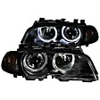 2001 BMW 330Ci - Driver and Passenger Side Halogen Headlight, With bulb(s), With Halo Black, Clear Lens, Black Interior, Halo Projector Series