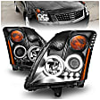 121276 Driver and Passenger Side Halogen Headlight, With bulb(s), Clear Lens, Black Interior, Projector Series