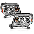121281 Driver and Passenger Side Halogen Headlight, With bulb(s), Clear Lens, Chrome Interior, Halo Projector Series