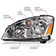 121294 Driver and Passenger Side Halogen Headlight, With bulb(s), Clear Lens, Chrome Interior, Crystal Series