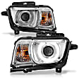121311 Driver and Passenger Side Halogen Headlight, With bulb(s), Clear Lens, Chrome Interior, Halo Projector Series
