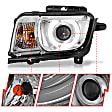 121311 Driver and Passenger Side Halogen Headlight, With bulb(s), Clear Lens, Chrome Interior, Halo Projector Series