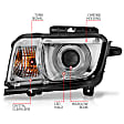 121311 Driver and Passenger Side Halogen Headlight, With bulb(s), Clear Lens, Chrome Interior, Halo Projector Series