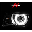 121311 Driver and Passenger Side Halogen Headlight, With bulb(s), Clear Lens, Chrome Interior, Halo Projector Series