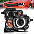 2010 Chevrolet Camaro - Driver and Passenger Side Halogen Headlight, With bulb(s), Ccfl; Does Not Fit Models With Factory Hid Bulbs, Clear Lens, Black Interior, Halo Projector Series
