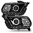 121323 Driver and Passenger Side Halogen Headlight, With bulb(s), Clear Lens, Black Interior, Halo Projector Series