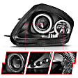 2004 Mitsubishi Eclipse - Driver and Passenger Side Halogen Headlight, With bulb(s), Clear Lens, Black Interior, Halo Projector Series