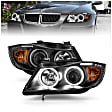 121335 Driver and Passenger Side Halogen Headlight, With bulb(s), Clear Lens, Black Interior, Halo Projector Series