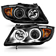 121335 Driver and Passenger Side Halogen Headlight, With bulb(s), Clear Lens, Black Interior, Halo Projector Series