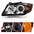 121335 Driver and Passenger Side Halogen Headlight, With bulb(s), Clear Lens, Black Interior, Halo Projector Series