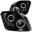 121341 Driver and Passenger Side Halogen Headlight, With bulb(s), Clear Lens, Black Interior, Halo Projector Series
