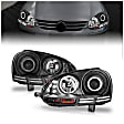 121345 Driver and Passenger Side Halogen Headlight, With bulb(s), Clear Lens, Black Interior, Halo Projector Series
