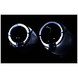 121357 Driver and Passenger Side Halogen Headlight, With bulb(s), Clear Lens, Black Interior, Halo Projector Series