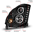 121363 Driver and Passenger Side HID/Xenon Headlight, With bulb(s), Clear Lens, Black Interior, Halo Projector Series