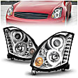 121364 Driver and Passenger Side HID/Xenon Headlight, With bulb(s), Clear Lens, Chrome Interior, Halo Projector Series