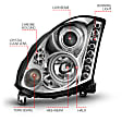 121364 Driver and Passenger Side HID/Xenon Headlight, With bulb(s), Clear Lens, Chrome Interior, Halo Projector Series