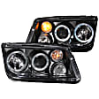 2003 Volkswagen Jetta - Driver and Passenger Side Halogen Headlight, With bulb(s), Ccfl; With Fog Lights; Does Not Fit Single Bulb Type, Clear Lens, Black Interior, Halo Projector Series