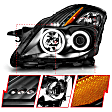 121395 Driver and Passenger Side Halogen Headlight, With bulb(s), Clear Lens, Black Interior, Coupe, Halo Projector Series