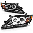 121442 Driver and Passenger Side Halogen Headlight, With bulb(s), Clear Lens, Black Interior, Halo Projector Series