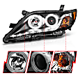 121442 Driver and Passenger Side Halogen Headlight, With bulb(s), Clear Lens, Black Interior, Halo Projector Series