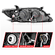 121442 Driver and Passenger Side Halogen Headlight, With bulb(s), Clear Lens, Black Interior, Halo Projector Series