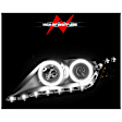 121442 Driver and Passenger Side Halogen Headlight, With bulb(s), Clear Lens, Black Interior, Halo Projector Series