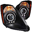 121444 Driver and Passenger Side Halogen Headlight, With bulb(s), Clear Lens, Black Interior, Halo Projector Series