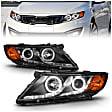 121460 Driver and Passenger Side Halogen Headlight, With bulb(s), Clear Lens, Black Interior, Halo Projector Series