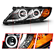 121460 Driver and Passenger Side Halogen Headlight, With bulb(s), Clear Lens, Black Interior, Halo Projector Series