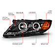 121460 Driver and Passenger Side Halogen Headlight, With bulb(s), Clear Lens, Black Interior, Halo Projector Series