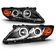 121460 Driver and Passenger Side Halogen Headlight, With bulb(s), Clear Lens, Black Interior, Halo Projector Series
