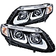 121479 Driver and Passenger Side Halogen Headlight, With bulb(s), Clear Lens, Black Interior, U-Bar Projector Series