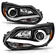 2013 Ford Focus - Driver and Passenger Side Halogen Headlight, With bulb(s), With Plank Style Design, Clear Lens, Black Interior, Projector Series