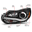 2013 Ford Focus - Driver and Passenger Side Halogen Headlight, With bulb(s), With Plank Style Design, Clear Lens, Black Interior, Projector Series