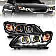 121492 Driver and Passenger Side Halogen Headlight, With bulb(s), Clear Lens, Black Interior, U-Bar Projector Series