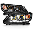121492 Driver and Passenger Side Halogen Headlight, With bulb(s), Clear Lens, Black Interior, U-Bar Projector Series