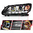 121492 Driver and Passenger Side Halogen Headlight, With bulb(s), Clear Lens, Black Interior, U-Bar Projector Series