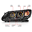 121492 Driver and Passenger Side Halogen Headlight, With bulb(s), Clear Lens, Black Interior, U-Bar Projector Series