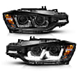 121504 Driver and Passenger Side Halogen Headlight, With bulb(s), Clear Lens, Black Interior, U-Bar Projector Series