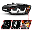 121504 Driver and Passenger Side Halogen Headlight, With bulb(s), Clear Lens, Black Interior, U-Bar Projector Series