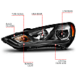 121511 Driver and Passenger Side HID/Xenon Headlight, With bulb(s), Clear Lens, Black Interior, U-Bar Projector Series