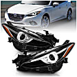 121522 Driver and Passenger Side Halogen Headlight, With bulb(s), Black With Amber; Does Not Fit Models With Factory Hid, Only Fits Halogen Models, Clear Lens, Black Interior, Projector Series