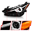 121522 Driver and Passenger Side Halogen Headlight, With bulb(s), Black With Amber; Does Not Fit Models With Factory Hid, Only Fits Halogen Models, Clear Lens, Black Interior, Projector Series