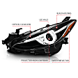 121522 Driver and Passenger Side Halogen Headlight, With bulb(s), Black With Amber; Does Not Fit Models With Factory Hid, Only Fits Halogen Models, Clear Lens, Black Interior, Projector Series