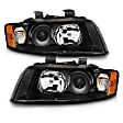 121528 Driver and Passenger Side Halogen Headlight, With bulb(s), Clear Lens, Black Interior, Projector Series