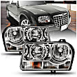 121529 Driver and Passenger Side Halogen Headlight, With bulb(s), Clear Lens, Chrome Interior, Crystal Series