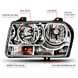 121529 Driver and Passenger Side Halogen Headlight, With bulb(s), Clear Lens, Chrome Interior, Crystal Series