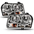 121529 Driver and Passenger Side Halogen Headlight, With bulb(s), Clear Lens, Chrome Interior, Crystal Series